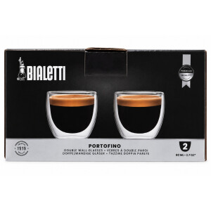 Bialetti Portofino Doppelwandige Espresso Gläser 80ml 2er Set Borosilikat