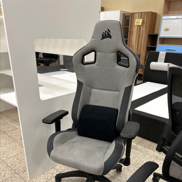Corsair T3 RUSH Fabric (2023) Gaming-Stuhl – vom Motorsport inspiriert – weiche Stoffpolsterung – abnehmbares Nackenkissen und Memory-Schaum-Lendenwirbelstütze – Grau und Anthrazit