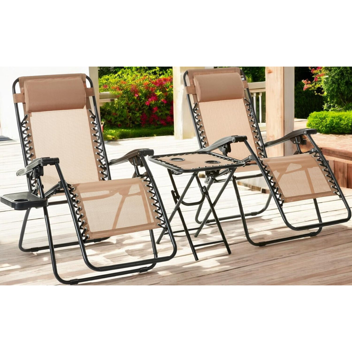 Outdoor Textilene Verstellbare Zero Gravity Klappliege 3-tei