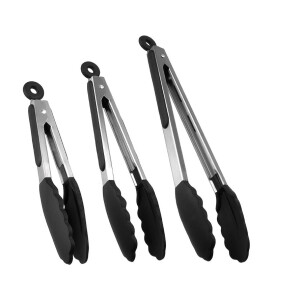 HelpCuisine® Profi Grillzange Grillbesteck Bratzange Salatzange Küchenzange aus hochwertigem Edelstahl und Lebensmittelqualität silikon