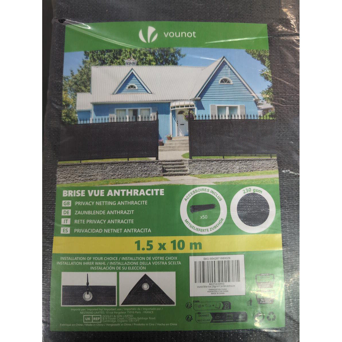 VOUNOT Zaunblende 1.5×10m, Sichtschutz Zaun 230 g/m&su