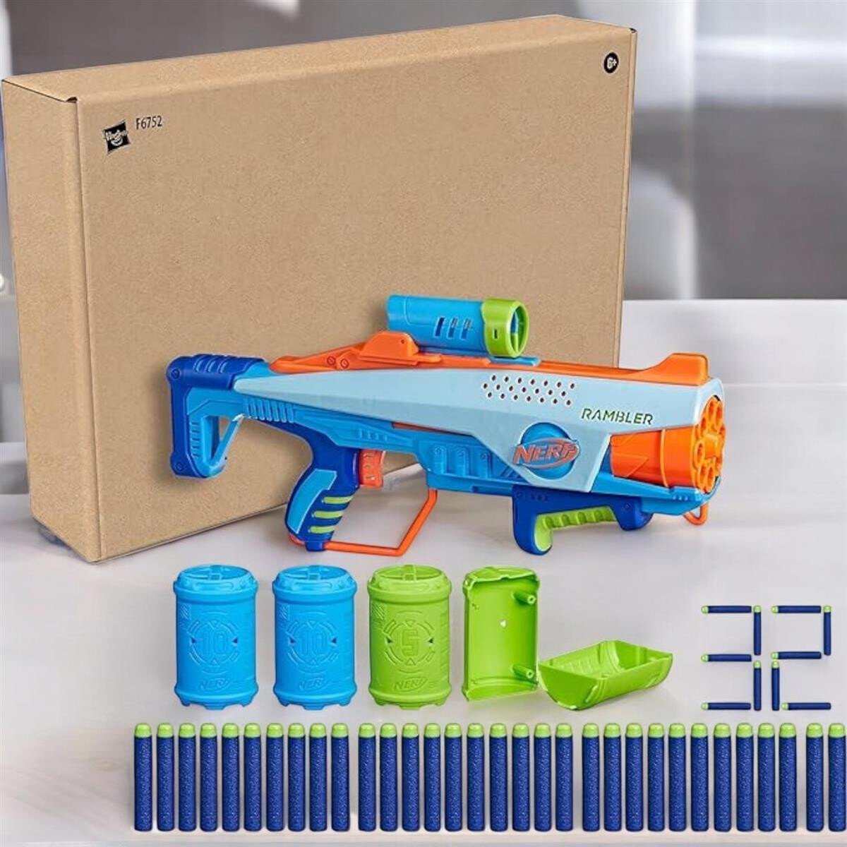 Nerf Elite Junior Rookie Pack, Easy-Play Blaster, 32 Nerf El