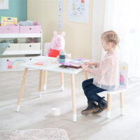 B-Ware roba Kindersitzgruppe Peppa Pig - 2 Kinderstühle & 1 Tisch für Kinder - Sitzgarnitur mit rosa Zeichentrick Motiv - Holz weiß / natur - ab 18 Monaten