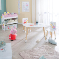 B-Ware roba Kindersitzgruppe Peppa Pig - 2 Kinderstühle & 1 Tisch für Kinder - Sitzgarnitur mit rosa Zeichentrick Motiv - Holz weiß / natur - ab 18 Monaten