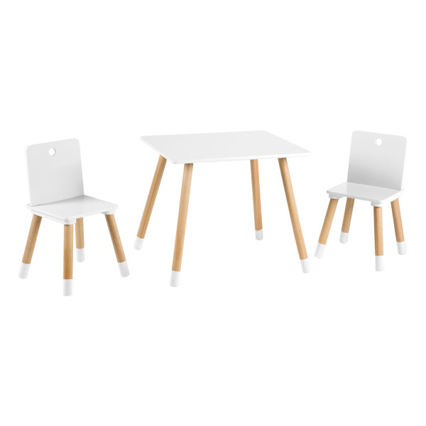 roba Kindersitzgruppe aus Holz - Kindermöbel Set aus 2 Kinderstühlen & 1 Tisch - Kindertisch Set für Kinderzimmer von Jungen & Mädchen - Weiß / Natur