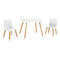 roba Kindersitzgruppe aus Holz - Kindermöbel Set aus 2 Kinderstühlen & 1 Tisch - Kindertisch Set für Kinderzimmer von Jungen & Mädchen - Weiß / Natur