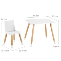 roba Kindersitzgruppe aus Holz - Kindermöbel Set aus 2 Kinderstühlen & 1 Tisch - Kindertisch Set für Kinderzimmer von Jungen & Mädchen - Weiß / Natur