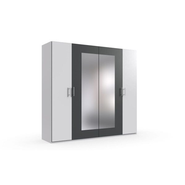 [ML] - Möbel Lossek Schrank Kleiderschrank Drehtürenschrank mit Spiegel 225cm in 2 Farbtönen
